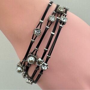 Cubic Zirconia Multi Strand Bracelet 4-Piece Set Silver Tone 7.5”